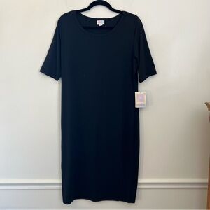 LulaRoe Julie Dress Black Midi T-Shirt Dress XL NWT